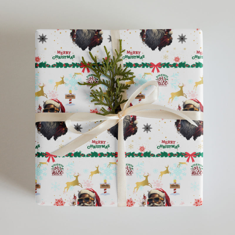 Black Santa Wrapping paper sheets