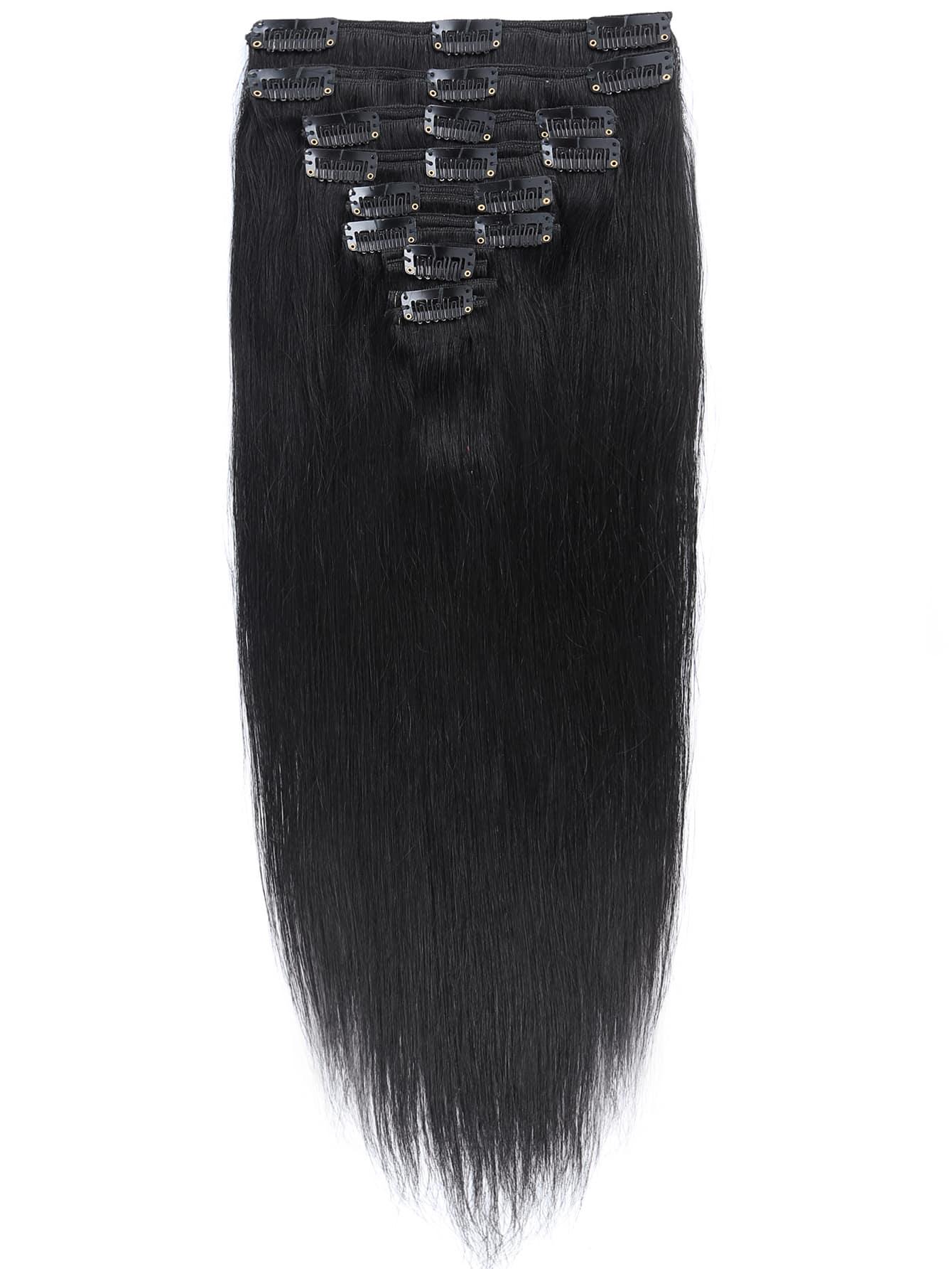 EM 8pcs Clip In Straight Human Hair - ShopEbonyMonique