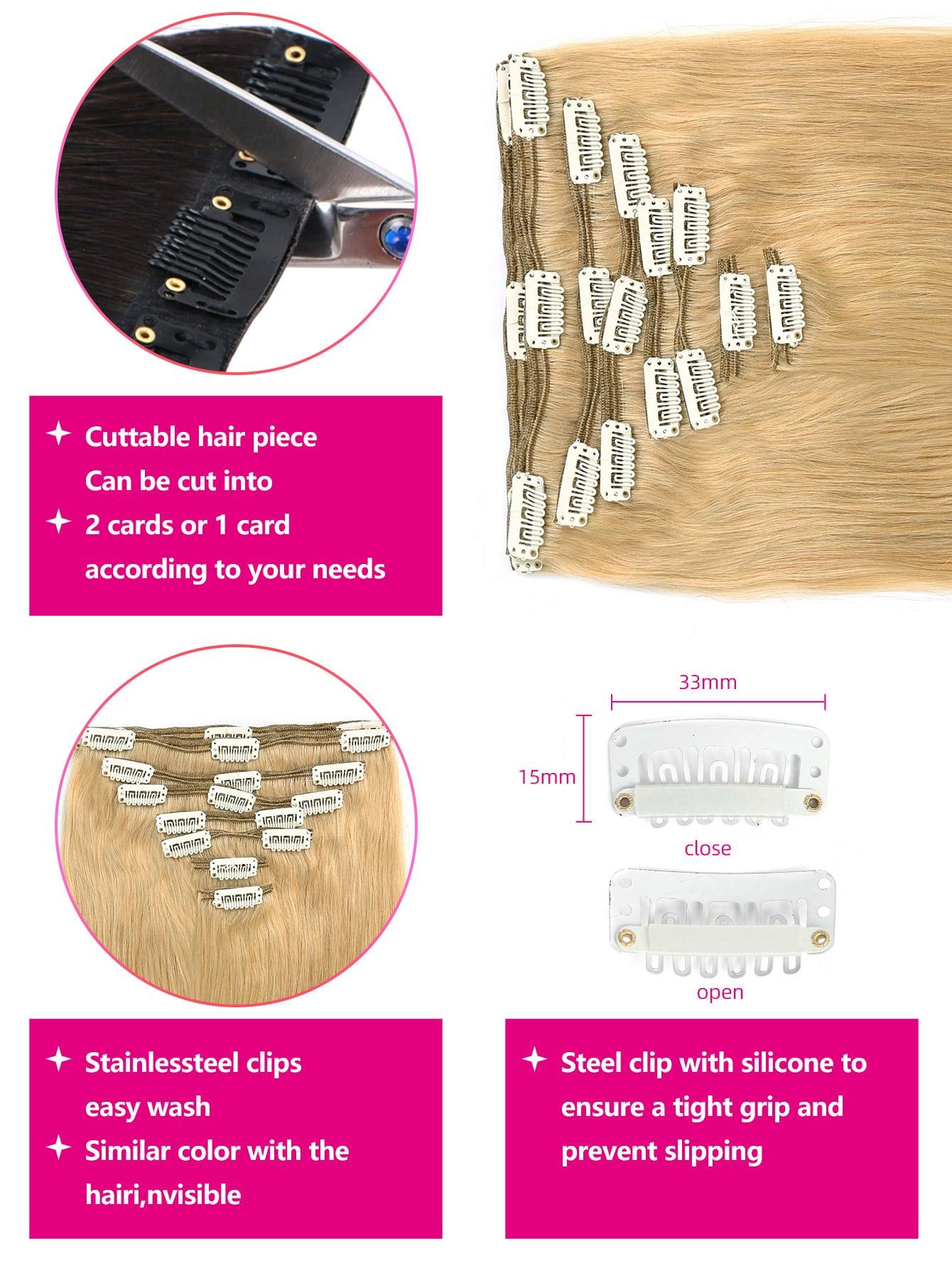 EM 8pcs Clip In Straight Human Hair - ShopEbonyMonique