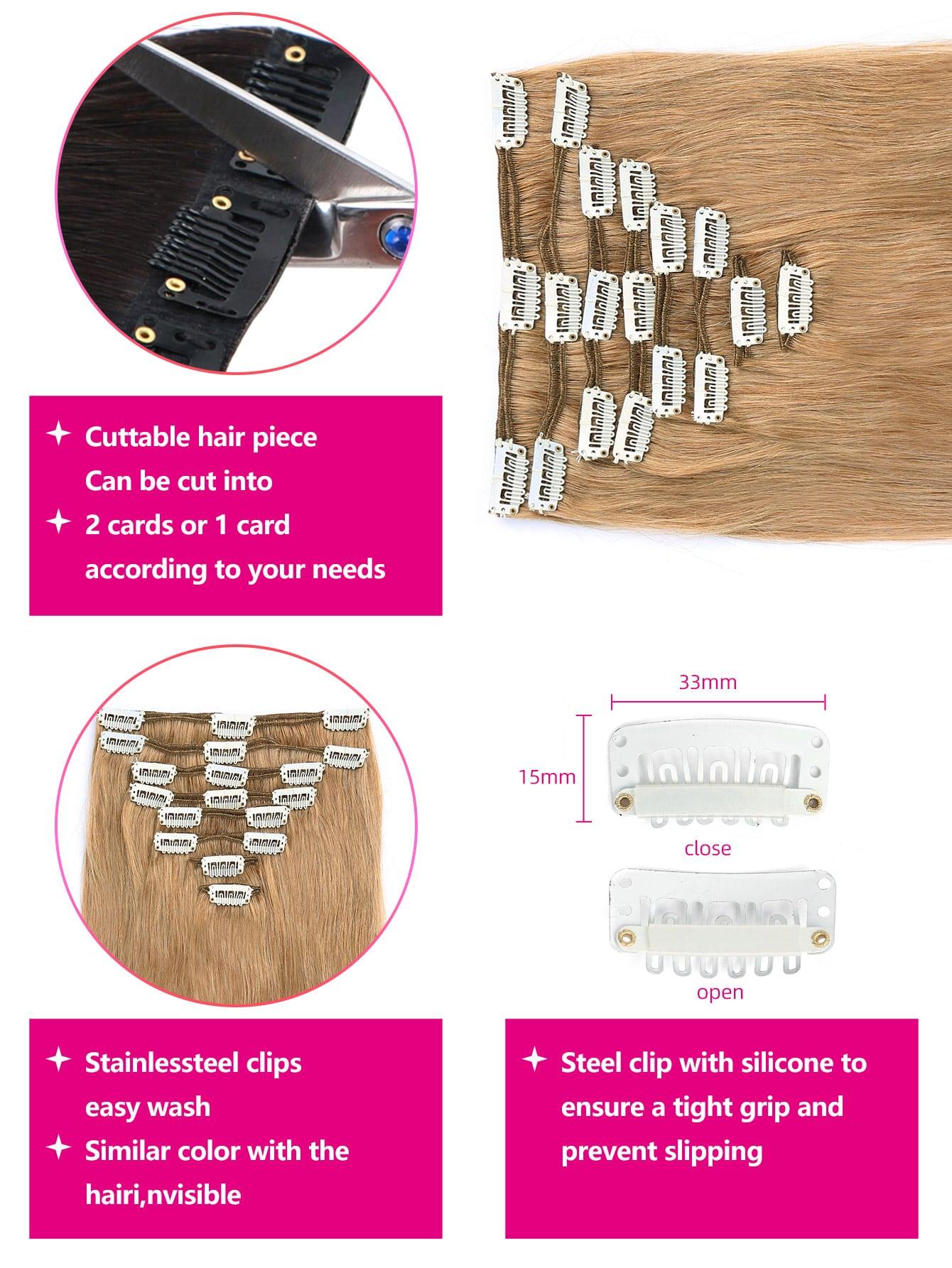 EM 8pcs Clip In Straight Human Hair - ShopEbonyMonique