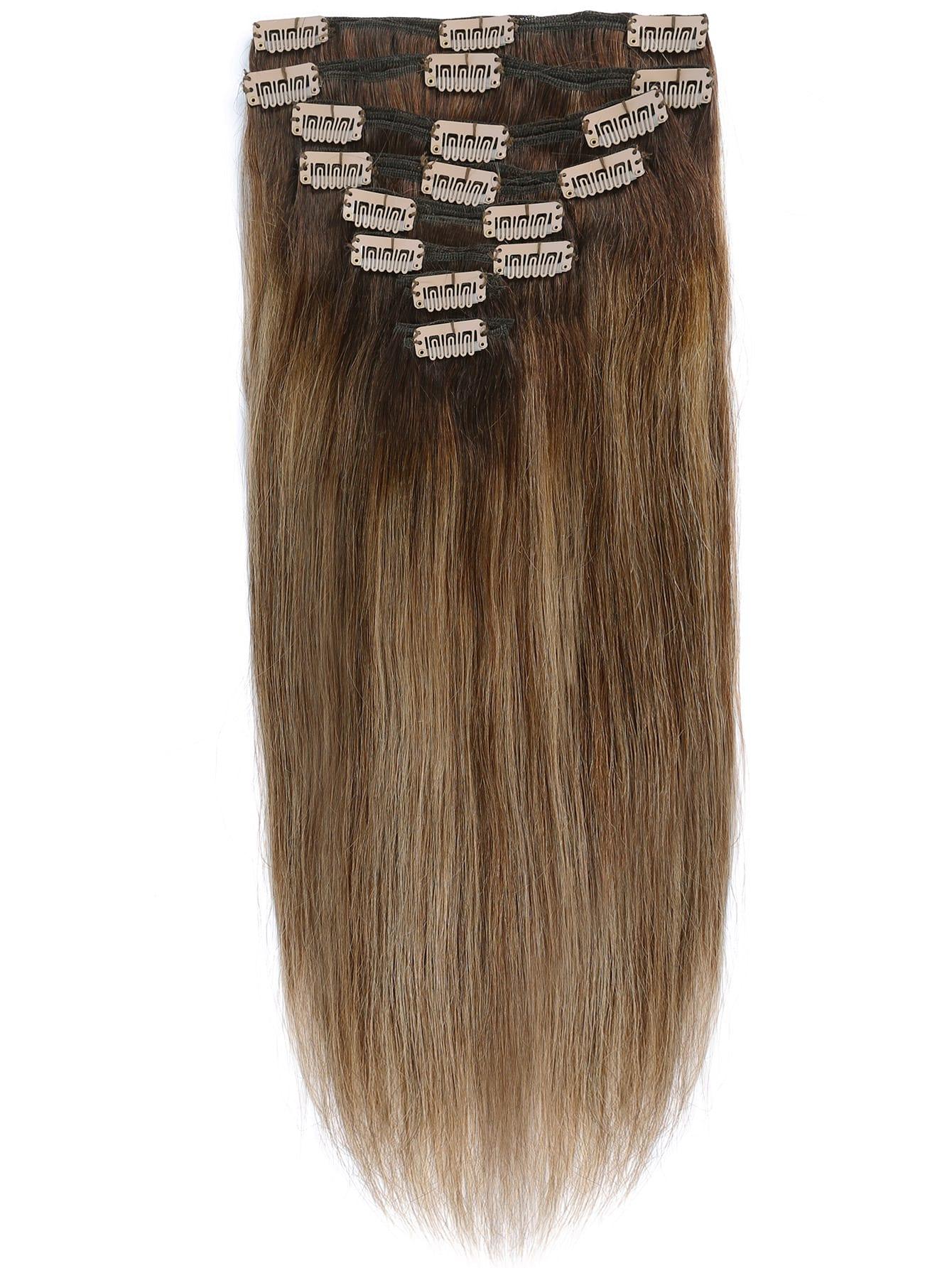 EM 8pcs Clip In Straight Human Hair - ShopEbonyMonique
