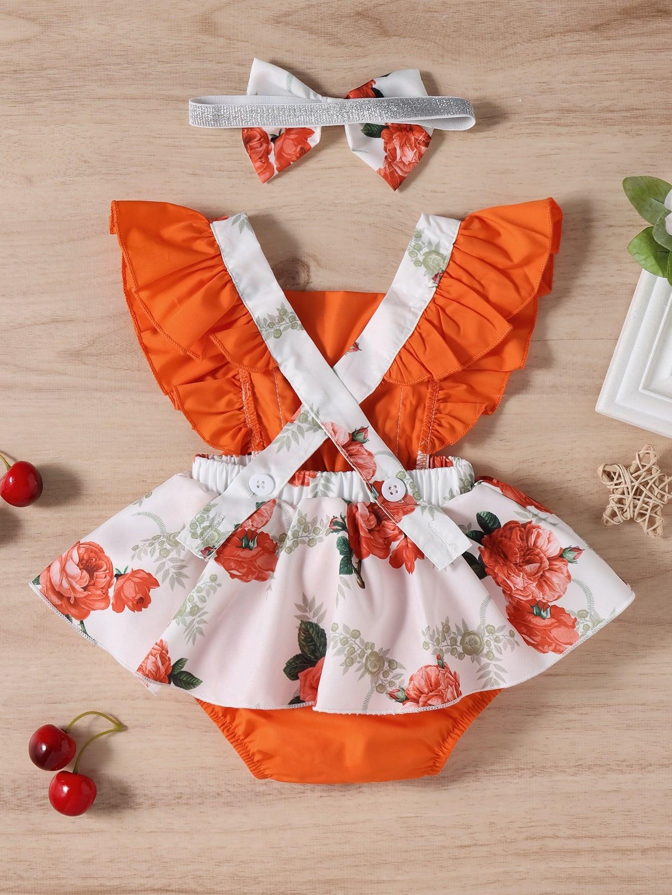 Ke'mora Baby Floral Bodysuit & Headband - ShopEbonyMonique