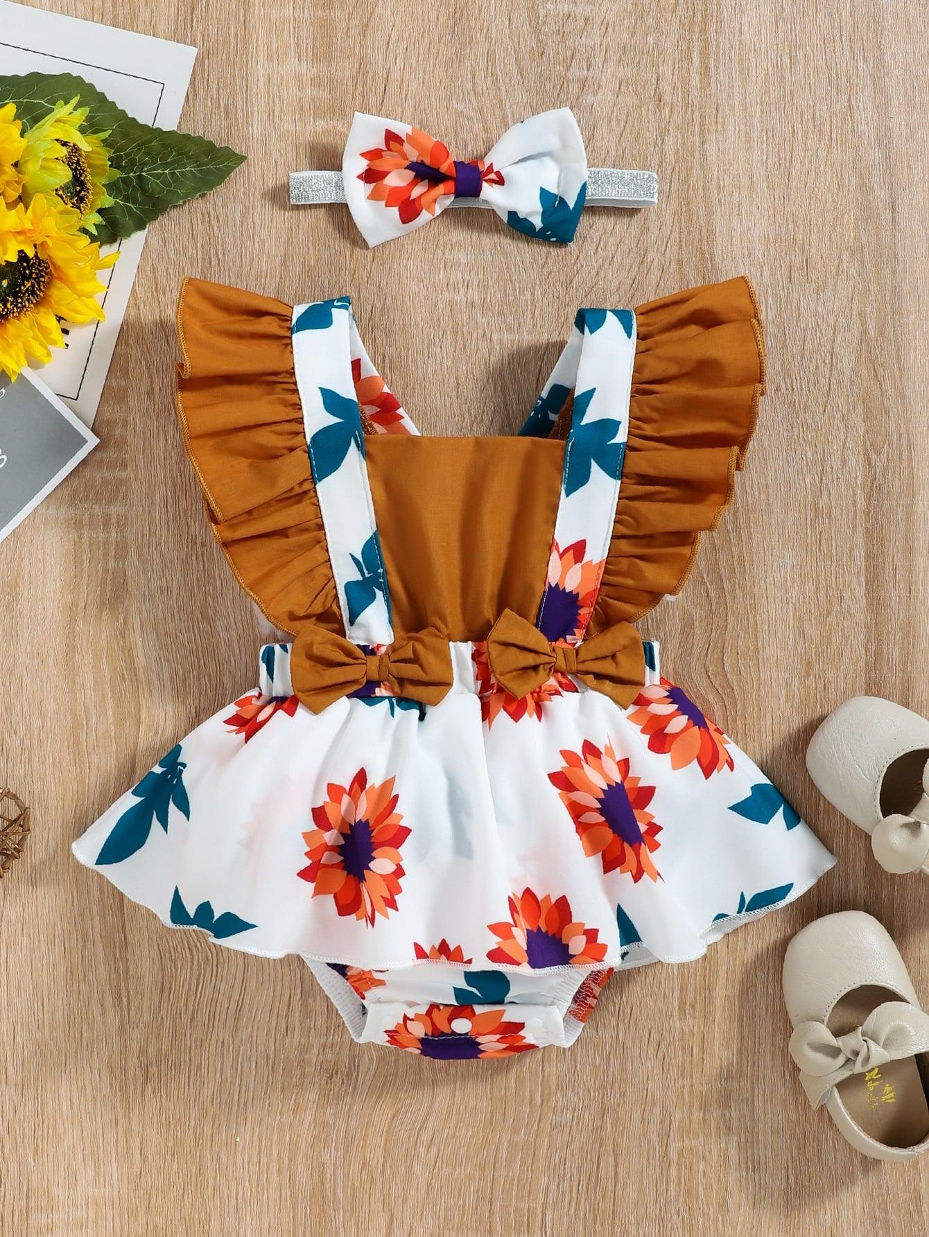 Ke'mora Baby Floral Bodysuit & Headband - ShopEbonyMonique