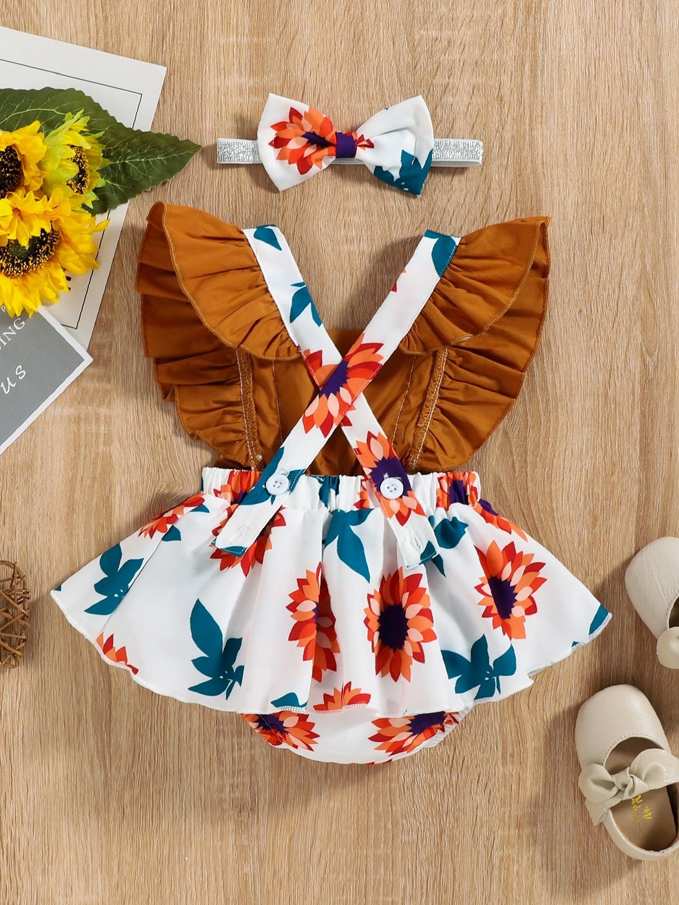 Ke'mora Baby Floral Bodysuit & Headband - ShopEbonyMonique