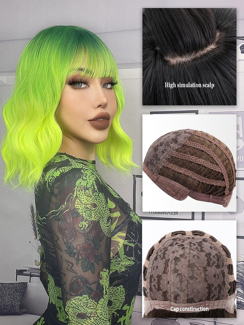 EM Short Curly Synthetic Wig With Bangs - ShopEbonyMonique