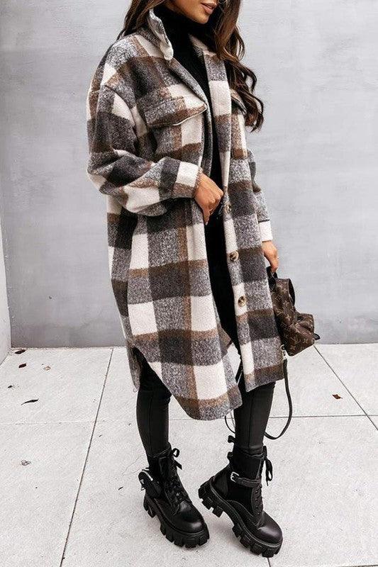 Brown Checker Coat - ShopEbonyMonique