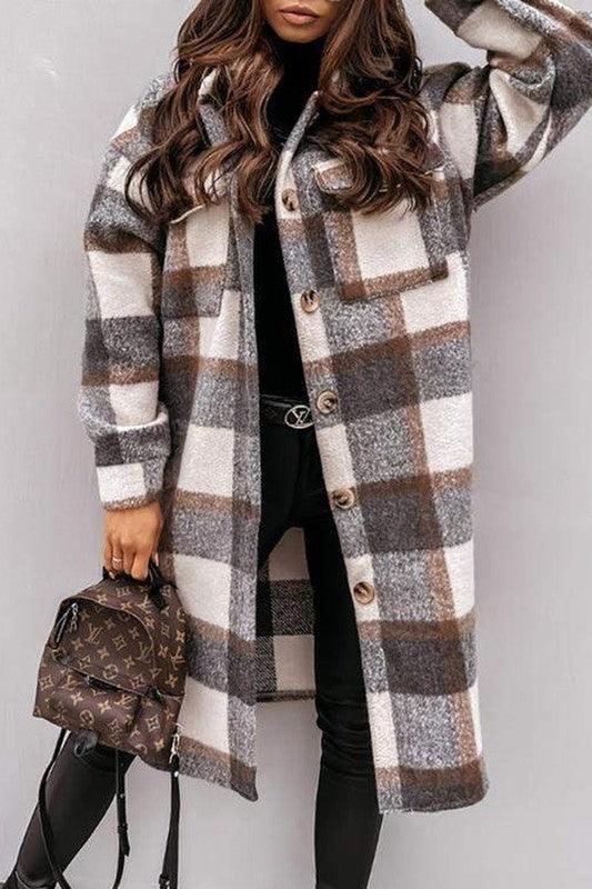 Brown Checker Coat - ShopEbonyMonique