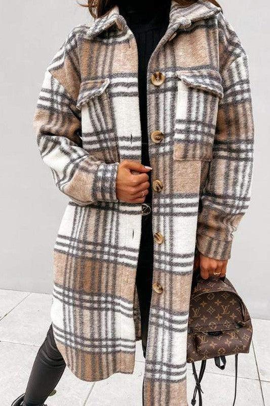 Brown Checker Coat - ShopEbonyMonique