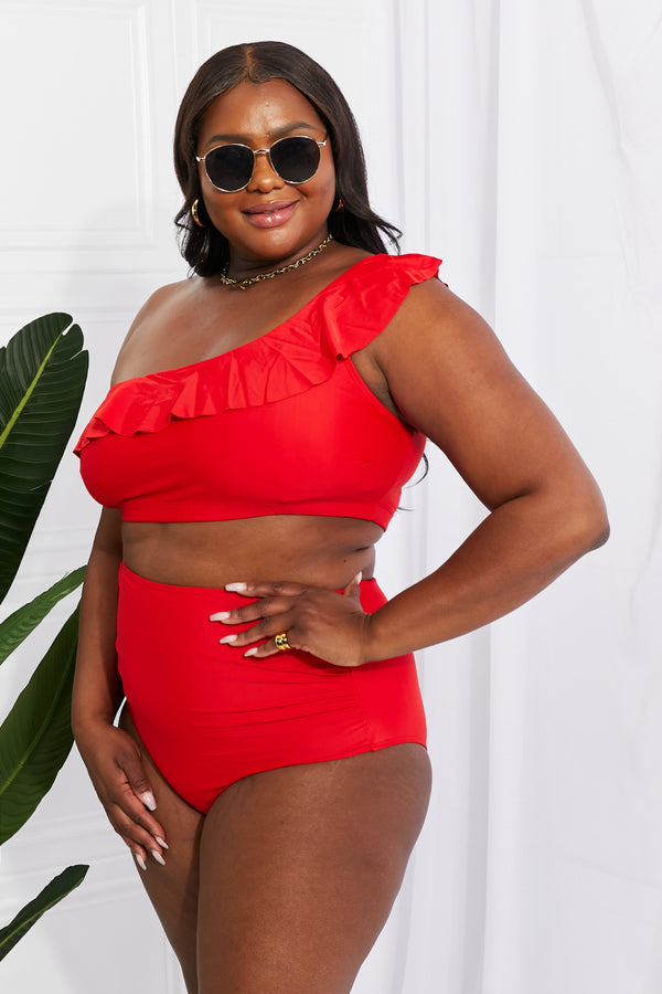 Romance One-Shoulder Bikini in Red - ShopEbonyMonique