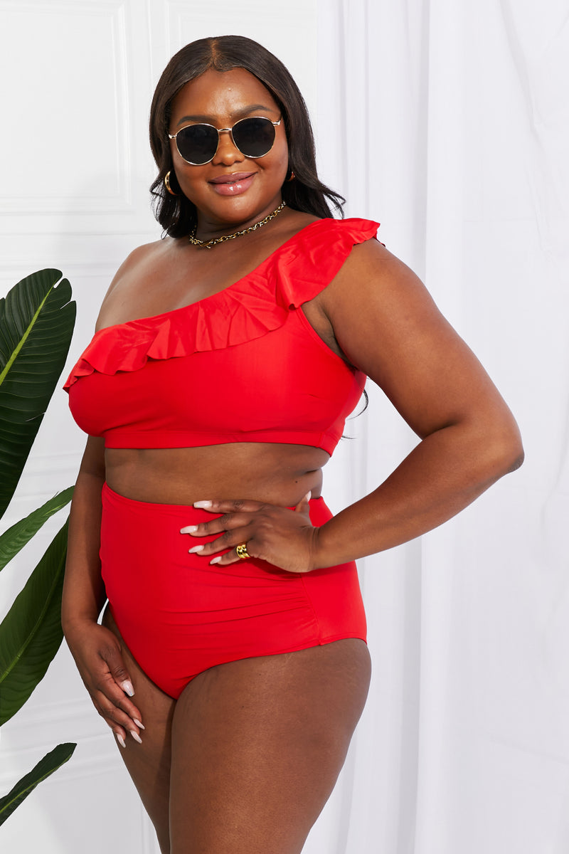 Romance One-Shoulder Bikini in Red - ShopEbonyMonique