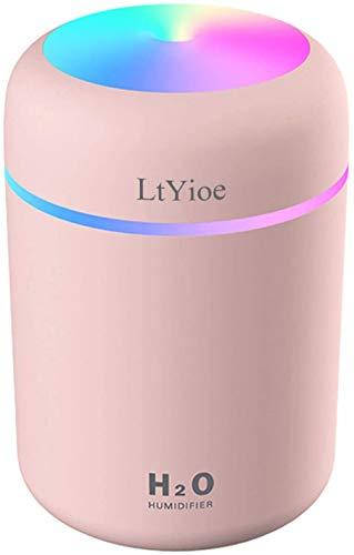 LtYioe Colorful Cool Mini Humidifier, USB Personal Desktop Humidifier for Car, Office Room, Bedroom,etc. Auto Shut-Off, 2 Mist Modes, Super Quiet. (Pink) - ShopEbonyMonique