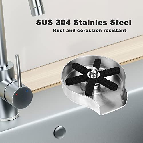 PIPPONER Upgrade 360°Rotating Spout Cup Washer for Sink,High-Pressure Spray Holes Glass Rinser for Kitchen Sink,Stainless Steel Glass Washer for Kitchen Sink,Bottle Washer for Sink.(Brushed Nickel) - ShopEbonyMonique