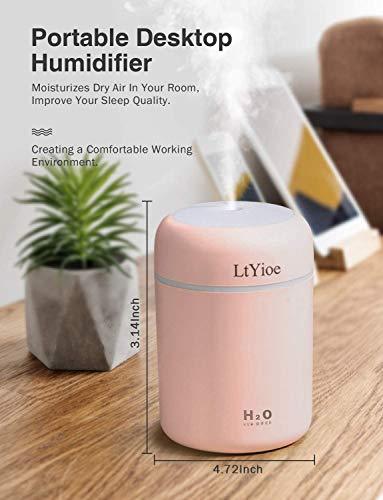 LtYioe Colorful Cool Mini Humidifier, USB Personal Desktop Humidifier for Car, Office Room, Bedroom,etc. Auto Shut-Off, 2 Mist Modes, Super Quiet. (Pink) - ShopEbonyMonique