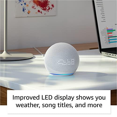 All-New Echo Dot (5th Gen, 2022 release) with clock | Smart speaker with clock and Alexa | Glacier White - ShopEbonyMonique