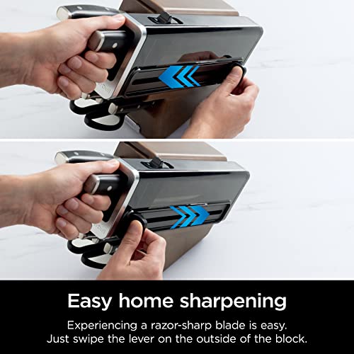 Ninja K52015 Foodi NeverDull 15 Piece Premium Knife System, Wood Series Block, German Stainless Steel, with Built-in Sharpener, Stainless Steel/Walnut - ShopEbonyMonique