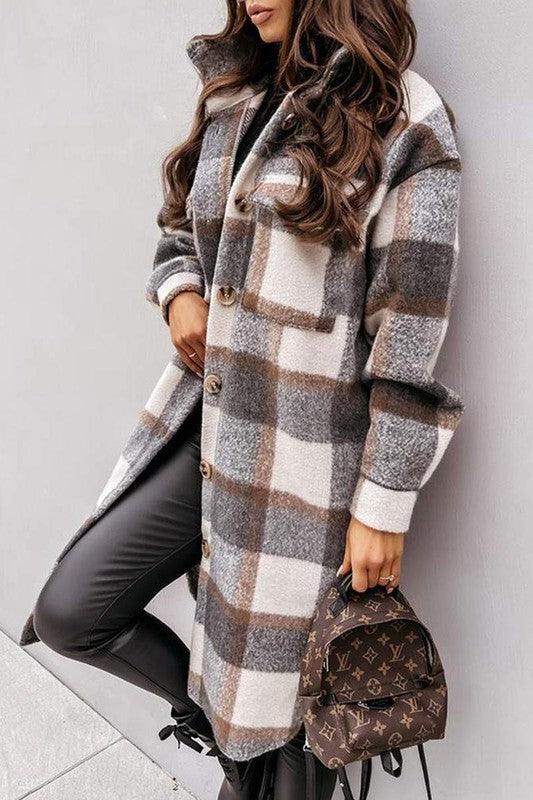 Brown Checker Coat - ShopEbonyMonique