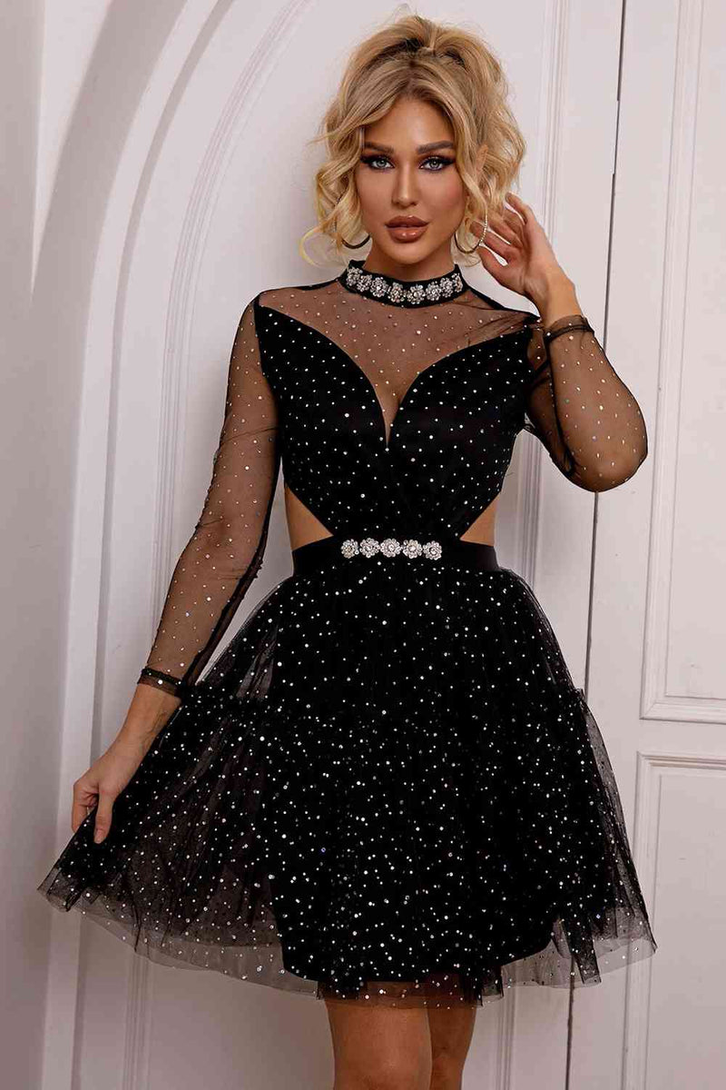 Cutout Mock Mesh Dress - ShopEbonyMonique