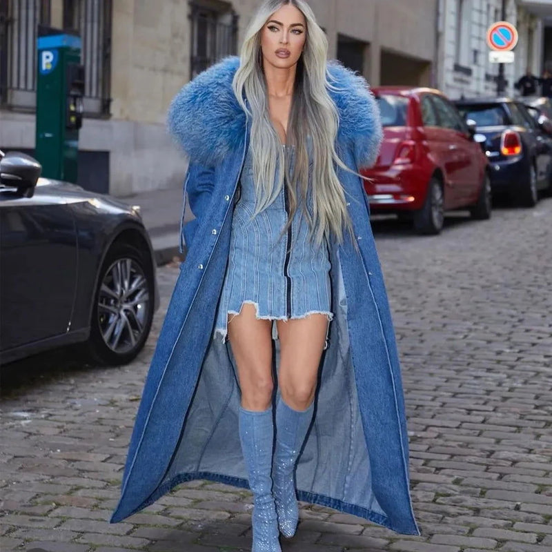 Denim Windbreak Long  Coat - ShopEbonyMonique
