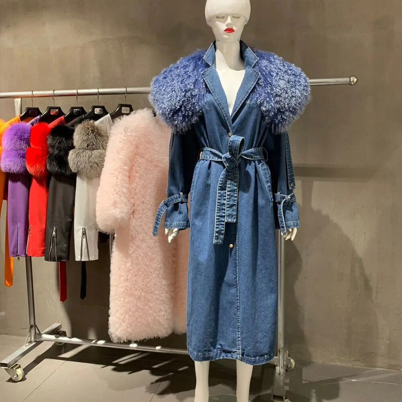 Denim Windbreak Long  Coat - ShopEbonyMonique