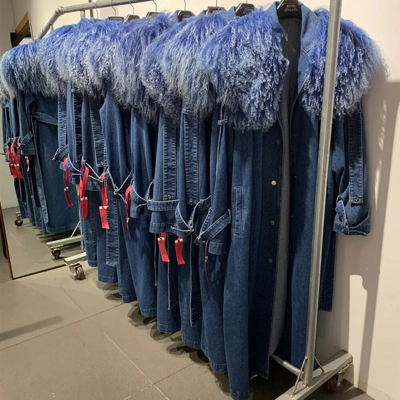Denim Windbreak Long  Coat - ShopEbonyMonique
