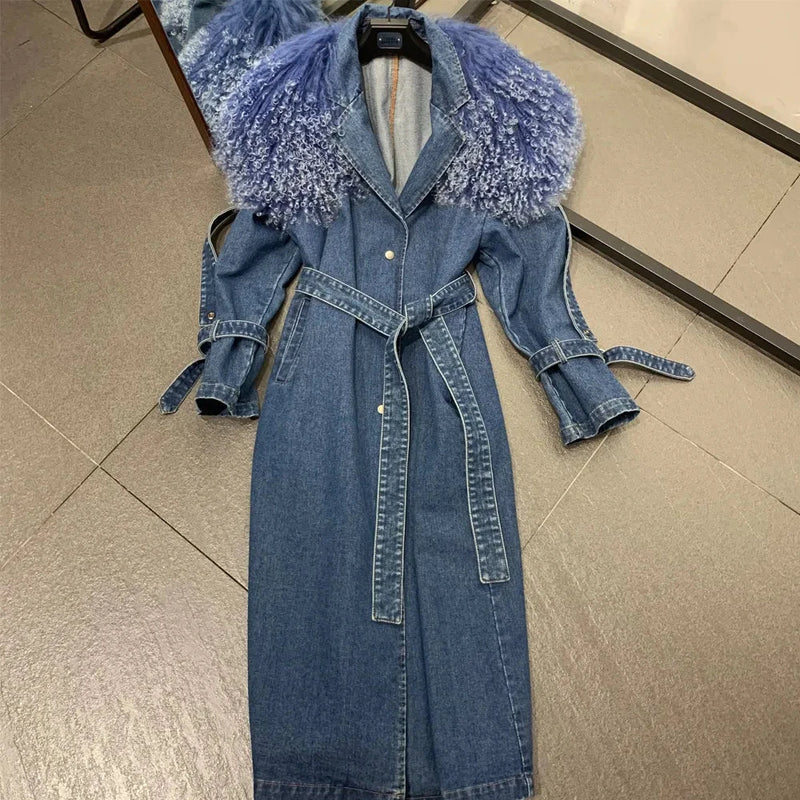 Denim Windbreak Long  Coat - ShopEbonyMonique