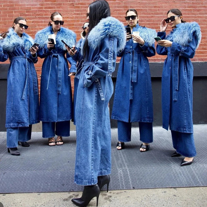 Denim Windbreak Long  Coat - ShopEbonyMonique