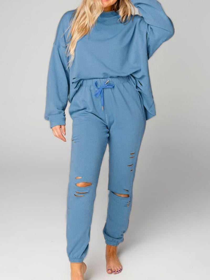 Distressed  Joggers Set - ShopEbonyMonique
