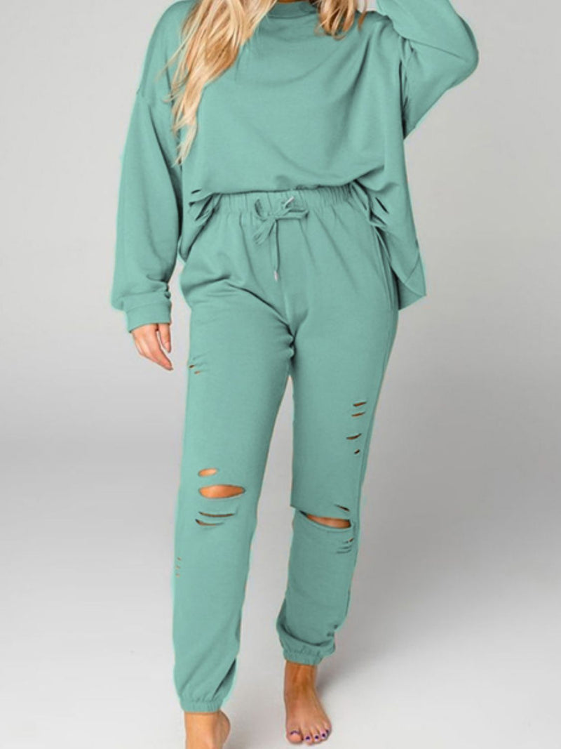Distressed  Joggers Set - ShopEbonyMonique