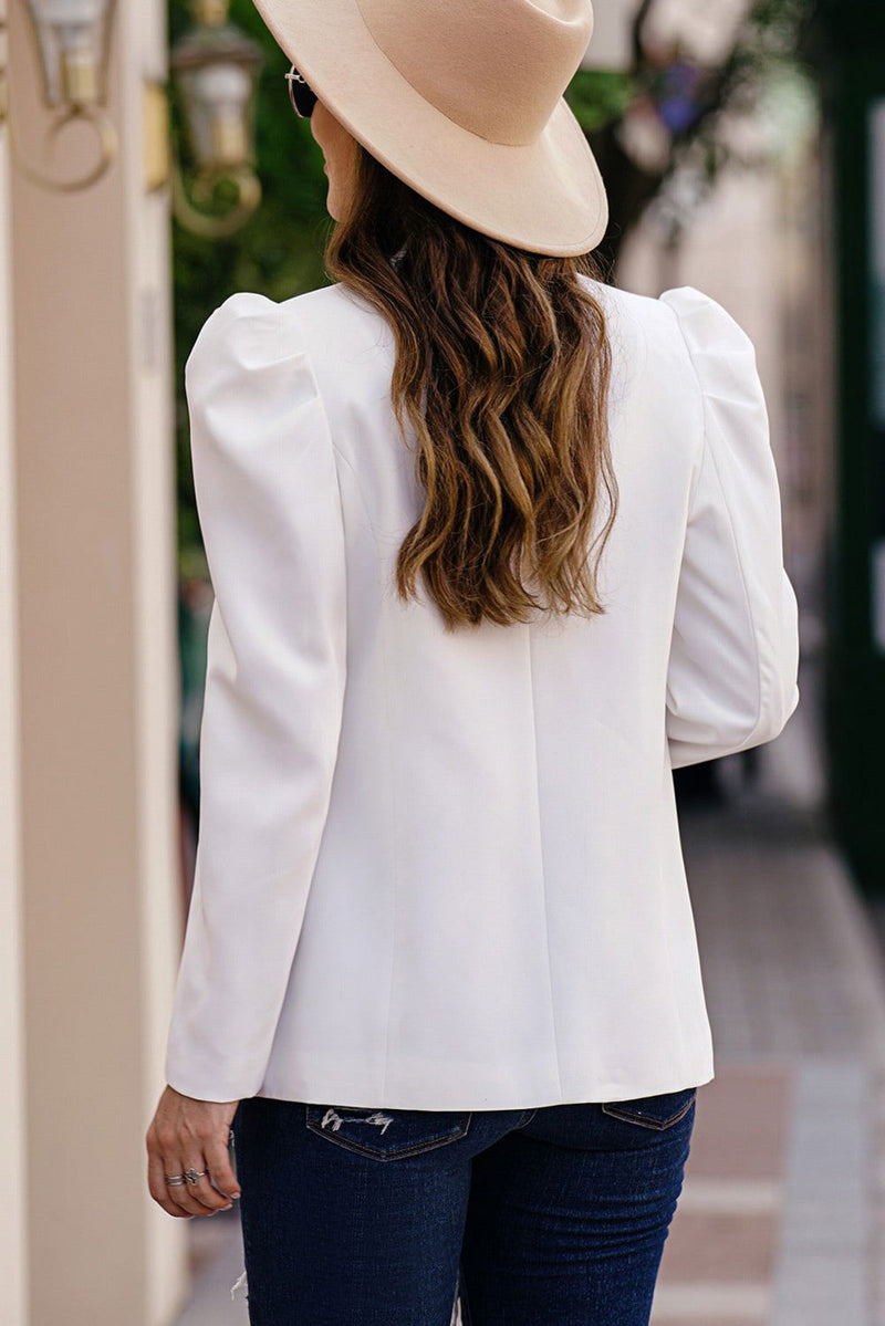 Double Take Puff Sleeve Blazer - ShopEbonyMonique