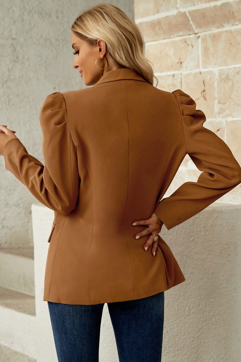 Double Take Puff Sleeve Blazer - ShopEbonyMonique
