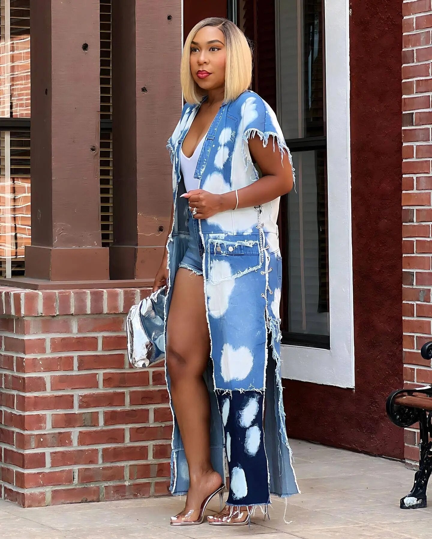 EM Brand Denim Ripped Cardigan - ShopEbonyMonique