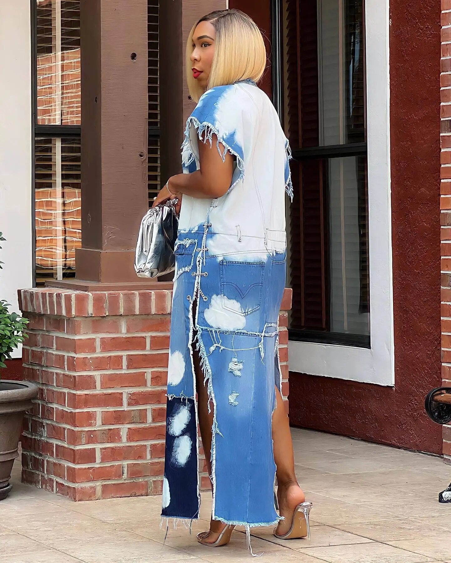 EM Brand Denim Ripped Cardigan - ShopEbonyMonique