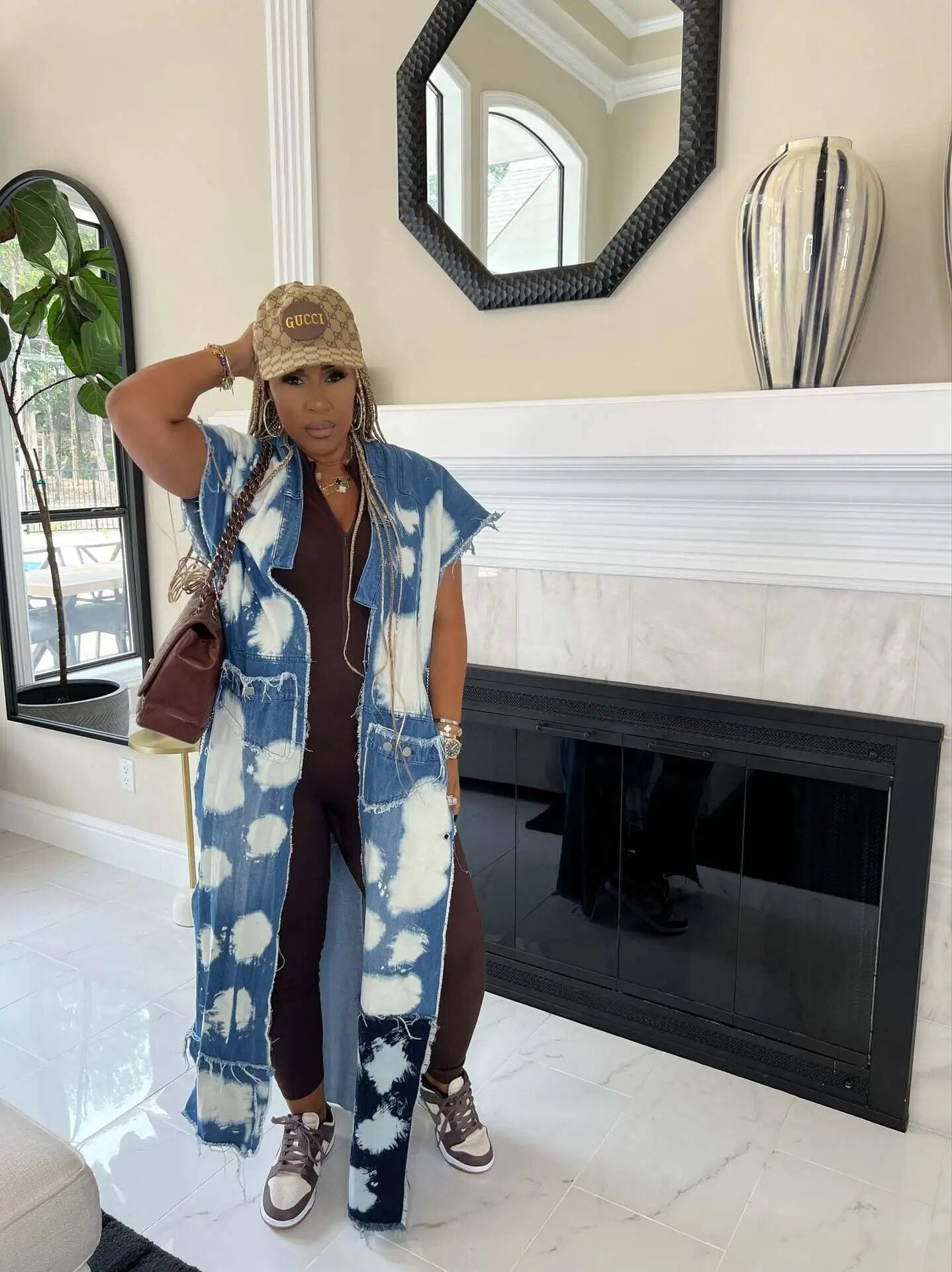 EM Brand Denim Ripped Cardigan - ShopEbonyMonique