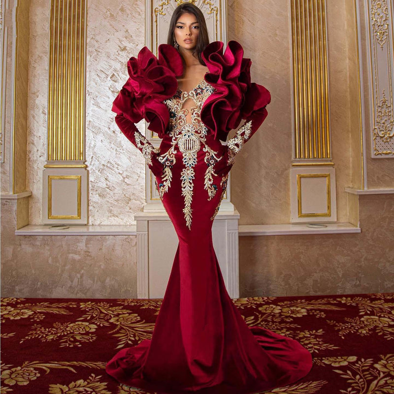 EM Elegant Velvet  Mermaid Evening Dress - ShopEbonyMonique