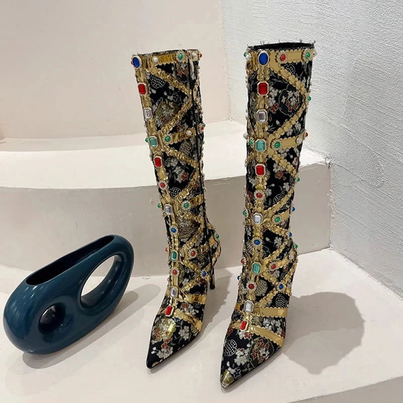 EM Fashion Color Gem Knee High Boots - ShopEbonyMonique