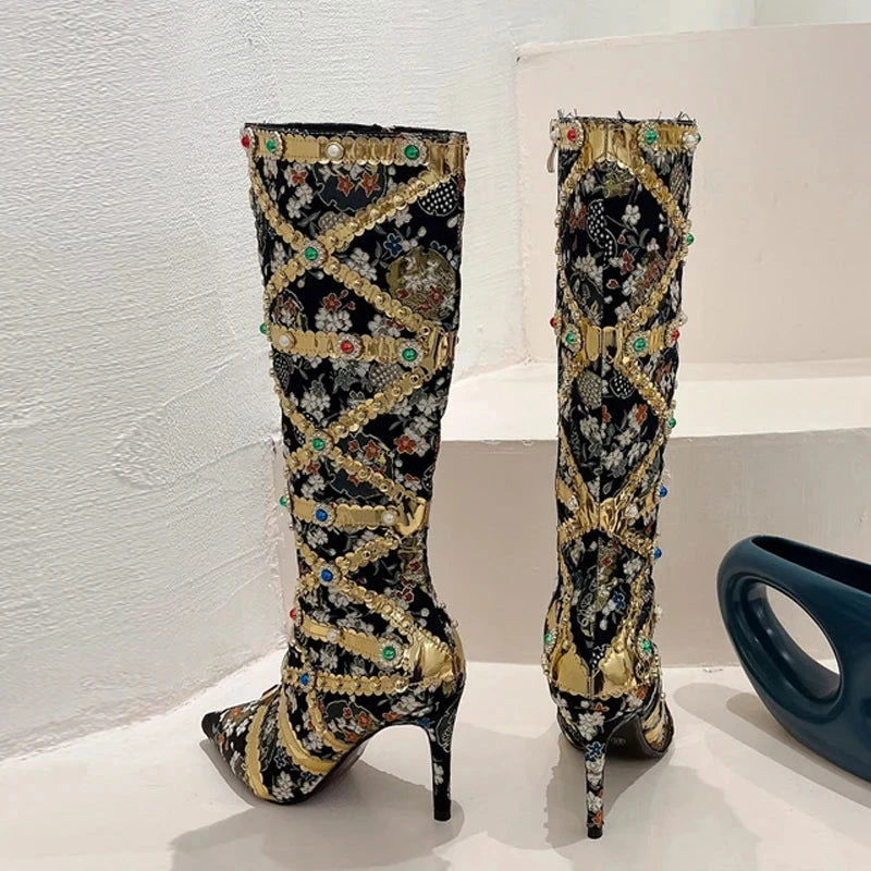 EM Fashion Color Gem Knee High Boots - ShopEbonyMonique