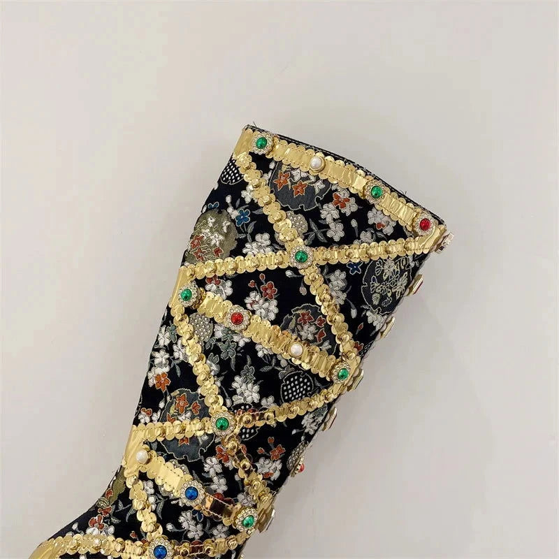 EM Fashion Color Gem Knee High Boots - ShopEbonyMonique