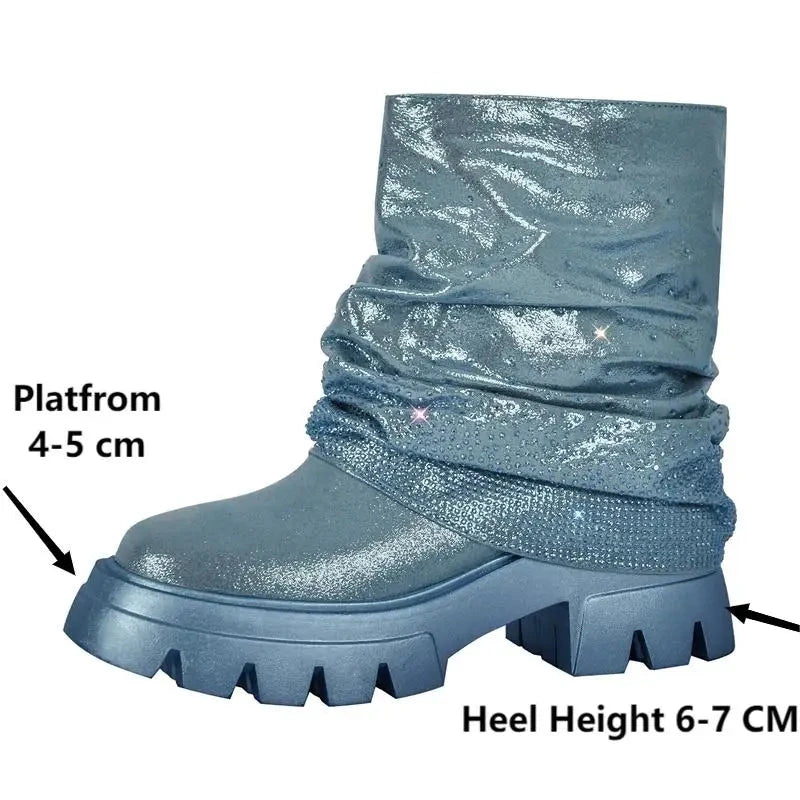 EM Fold Over Rhinestone Trim Boots - ShopEbonyMonique