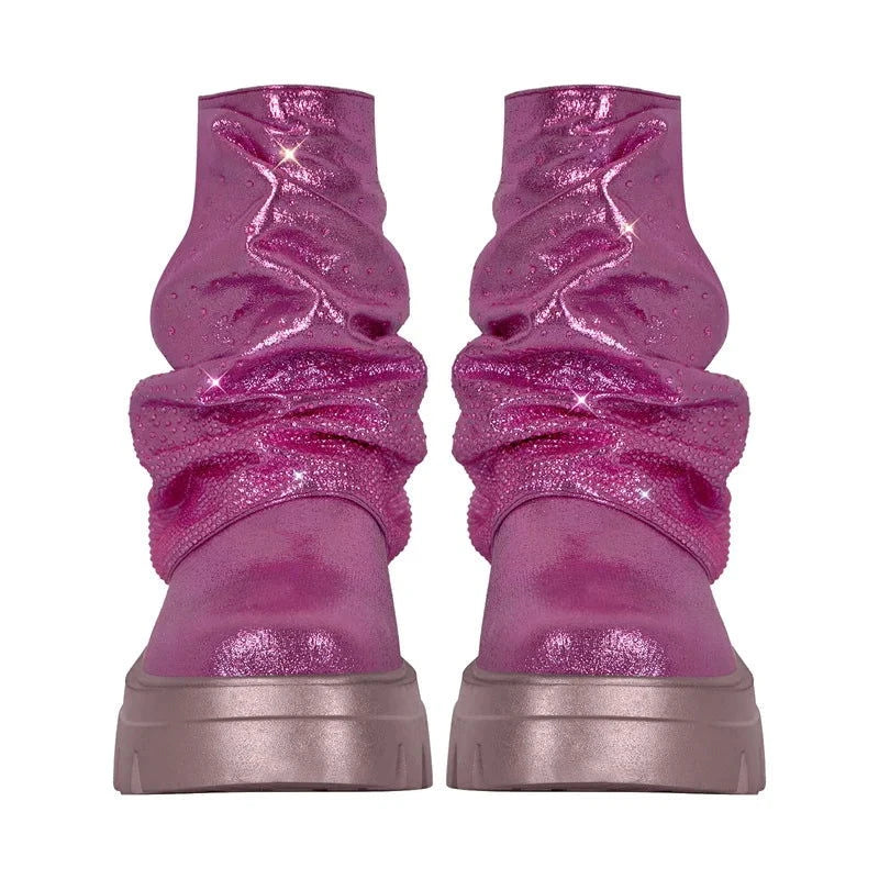 EM Fold Over Rhinestone Trim Boots - ShopEbonyMonique