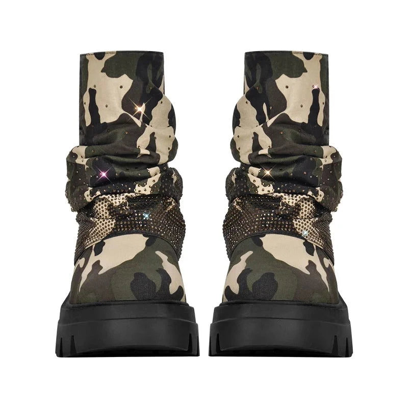 EM Fold Over Rhinestone Trim Boots - ShopEbonyMonique