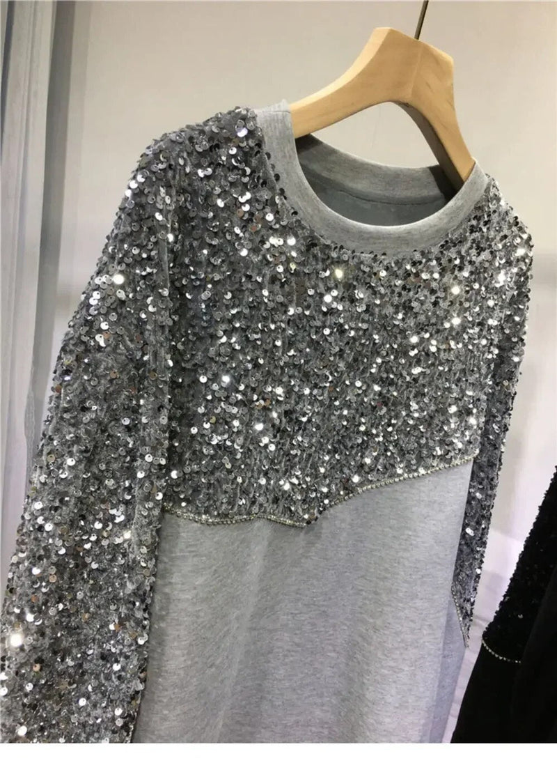 EM Hand-beaded Sequin Pullover Sweatshirt - ShopEbonyMonique