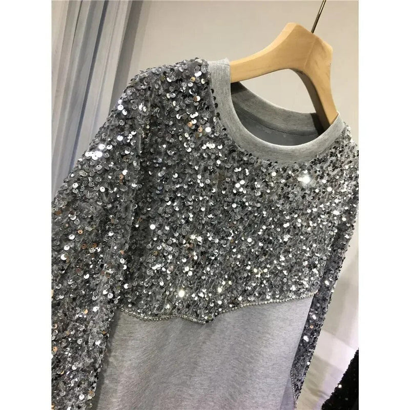 EM Hand-beaded Sequin Pullover Sweatshirt - ShopEbonyMonique