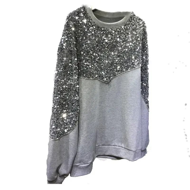 EM Hand-beaded Sequin Pullover Sweatshirt - ShopEbonyMonique