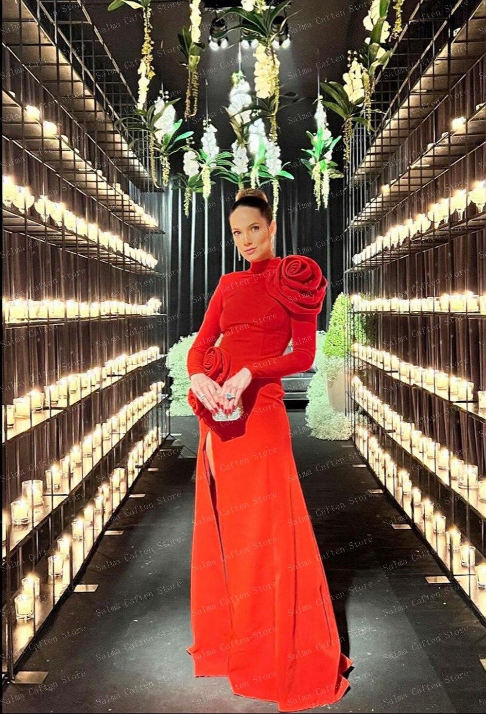 EM High Neck Long Sleeve Satin Dress - ShopEbonyMonique