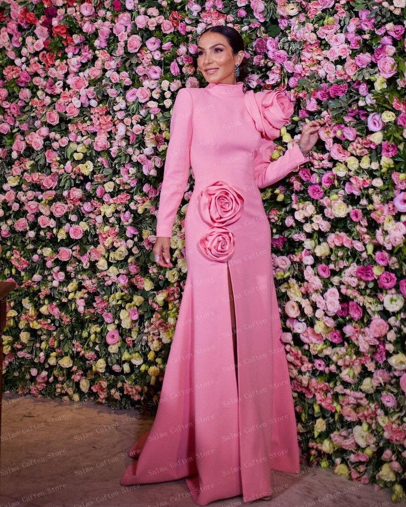 EM High Neck Long Sleeve Satin Dress - ShopEbonyMonique