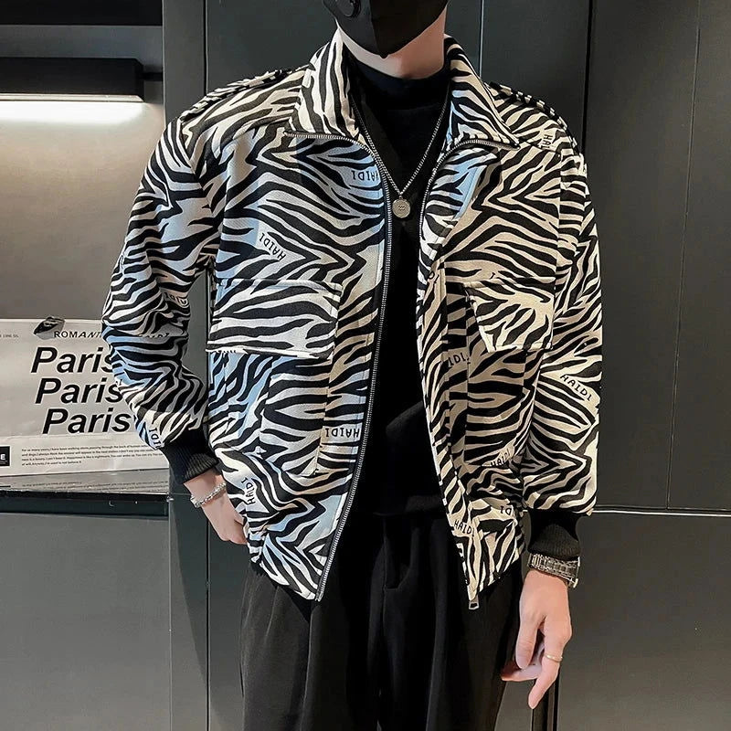 EM Leopard Print Stand Collar Bomber Jacket - ShopEbonyMonique