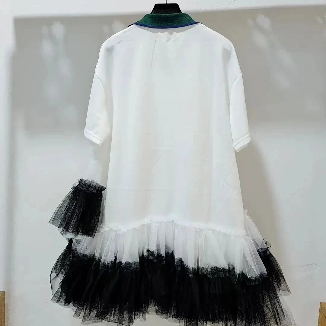 EM Mesh Splicing Ruffles Shirts - ShopEbonyMonique