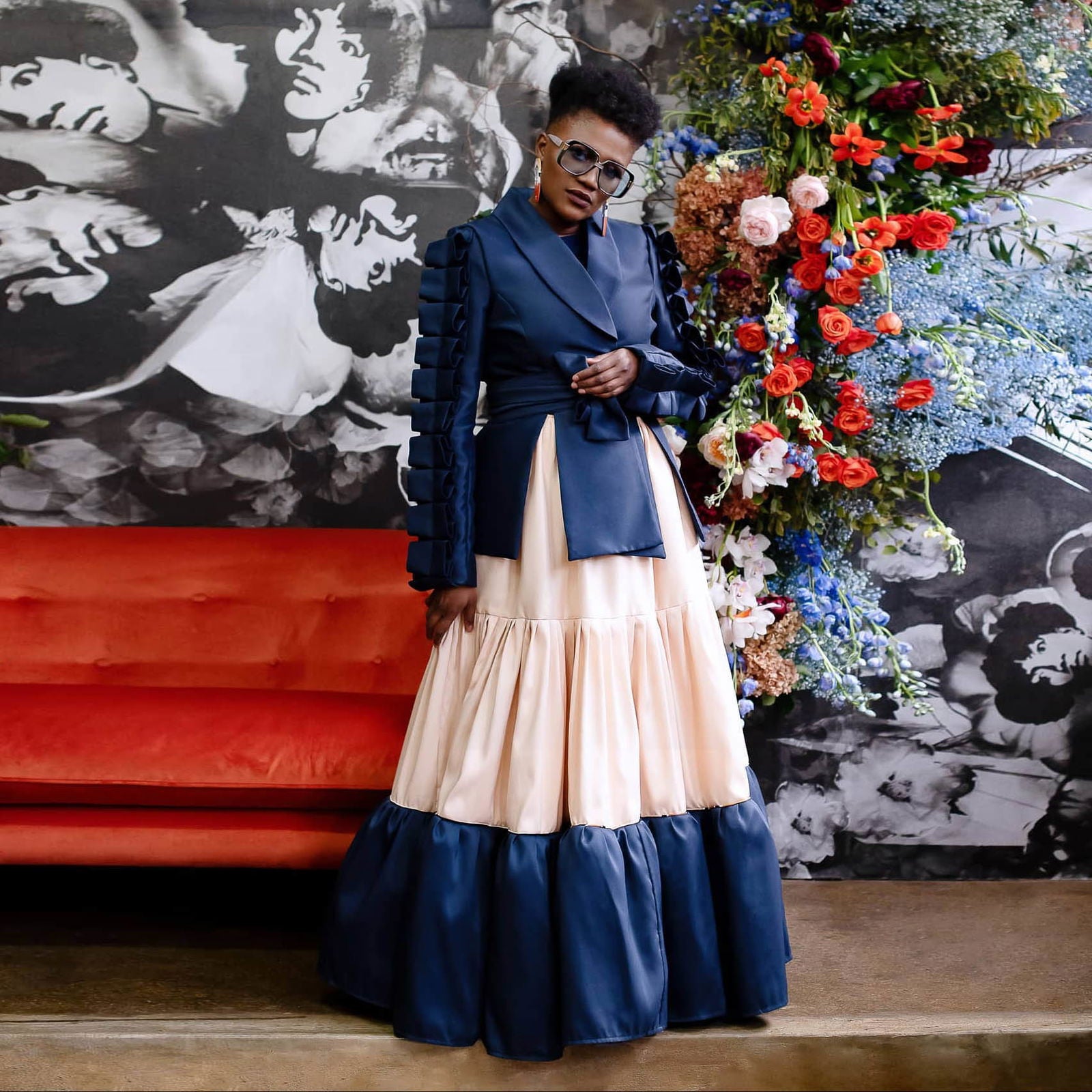 EM Mix Color A-line Long Satin Skirt - ShopEbonyMonique