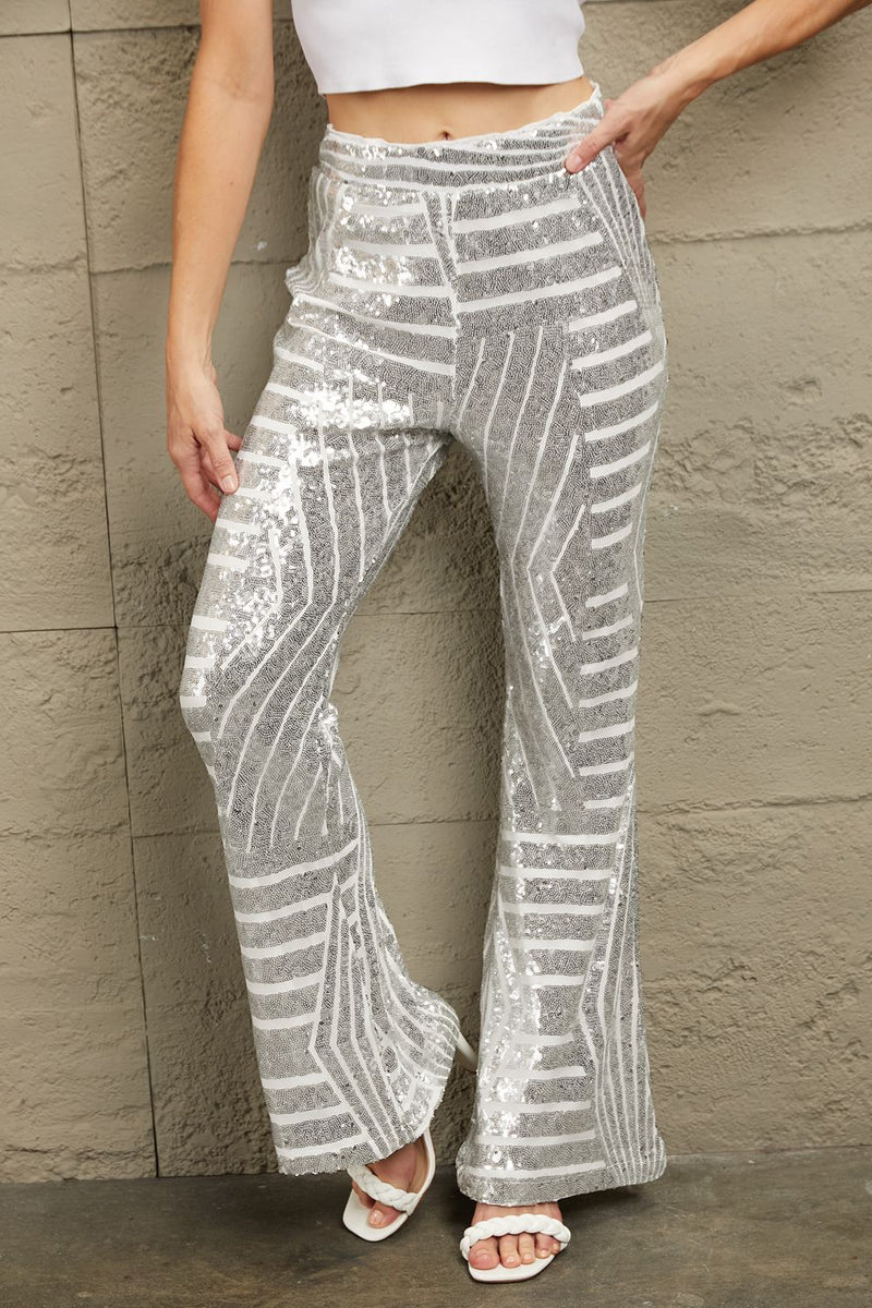 EM Sequin High Waist Flared Pants - ShopEbonyMonique