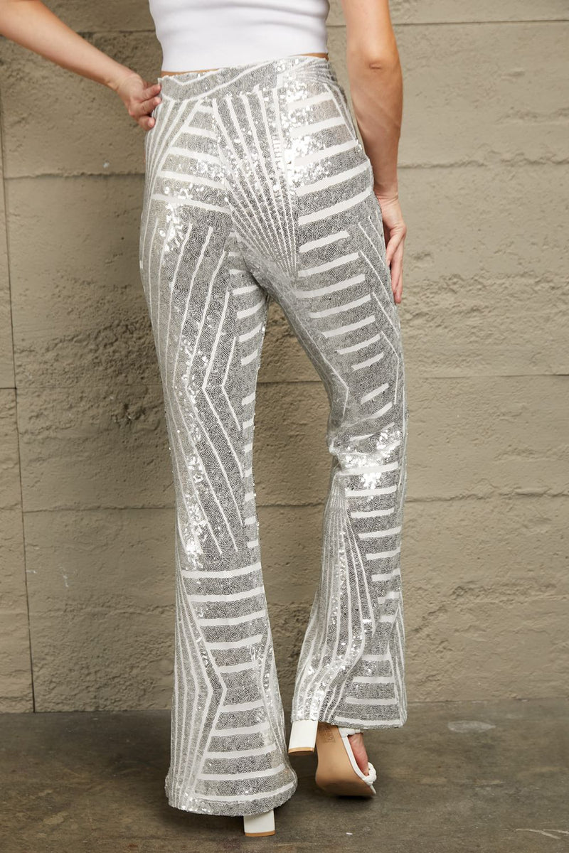 EM Sequin High Waist Flared Pants - ShopEbonyMonique